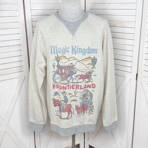 Disney Parks x Junk Food Frontierland Graphic Sweatshirt Beige Grey Large Unisex